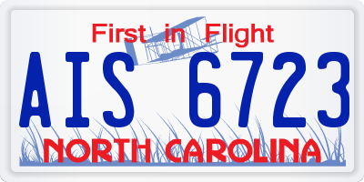 NC license plate AIS6723