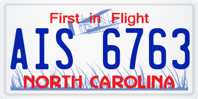 NC license plate AIS6763