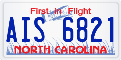 NC license plate AIS6821
