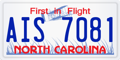 NC license plate AIS7081