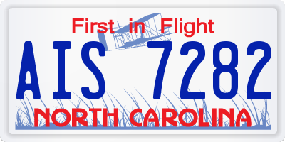 NC license plate AIS7282