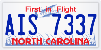 NC license plate AIS7337