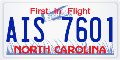 NC license plate AIS7601