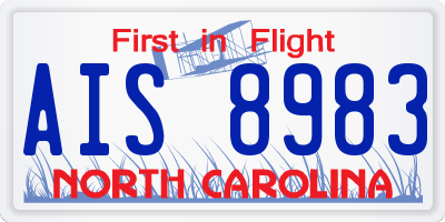 NC license plate AIS8983