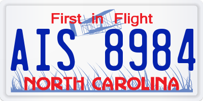 NC license plate AIS8984