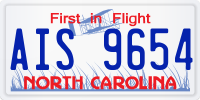 NC license plate AIS9654