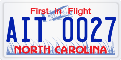 NC license plate AIT0027