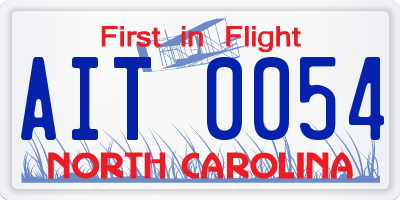 NC license plate AIT0054