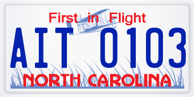 NC license plate AIT0103