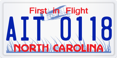 NC license plate AIT0118