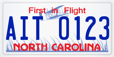 NC license plate AIT0123