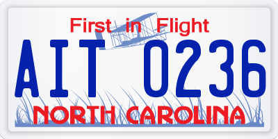 NC license plate AIT0236