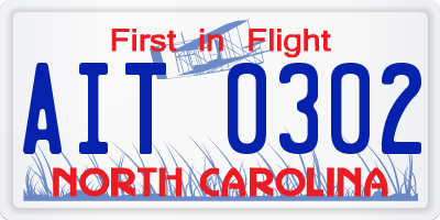 NC license plate AIT0302
