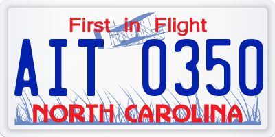NC license plate AIT0350