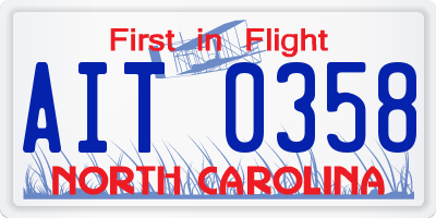 NC license plate AIT0358