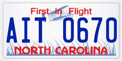 NC license plate AIT0670