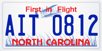 NC license plate AIT0812