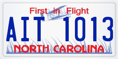 NC license plate AIT1013
