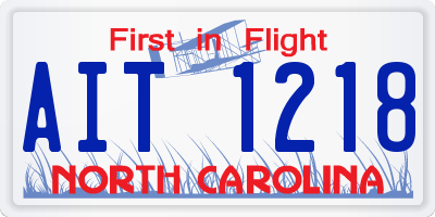 NC license plate AIT1218