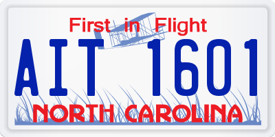 NC license plate AIT1601