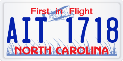 NC license plate AIT1718