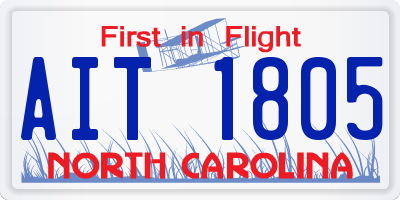 NC license plate AIT1805