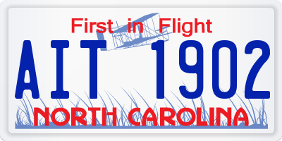 NC license plate AIT1902