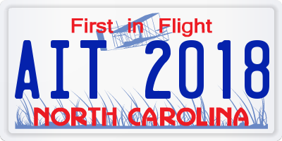 NC license plate AIT2018