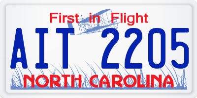 NC license plate AIT2205