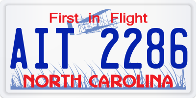 NC license plate AIT2286
