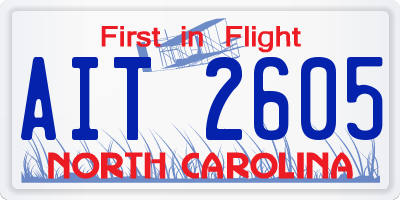 NC license plate AIT2605