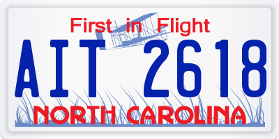 NC license plate AIT2618