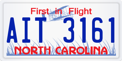 NC license plate AIT3161