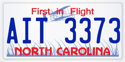 NC license plate AIT3373