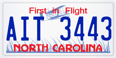 NC license plate AIT3443