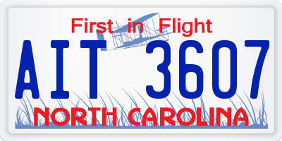 NC license plate AIT3607