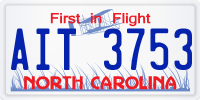 NC license plate AIT3753