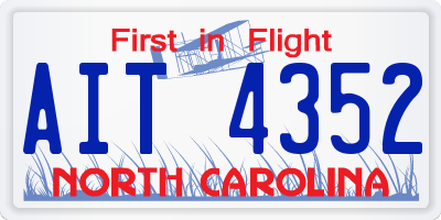 NC license plate AIT4352