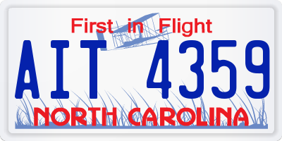 NC license plate AIT4359