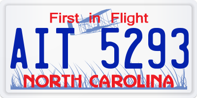 NC license plate AIT5293