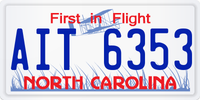NC license plate AIT6353