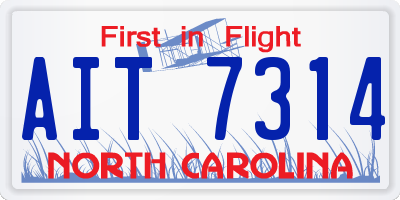NC license plate AIT7314