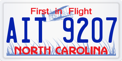 NC license plate AIT9207
