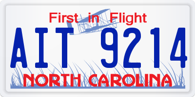 NC license plate AIT9214