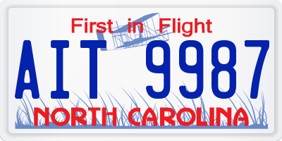 NC license plate AIT9987