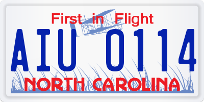 NC license plate AIU0114