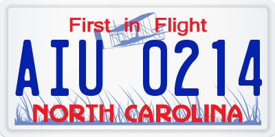NC license plate AIU0214