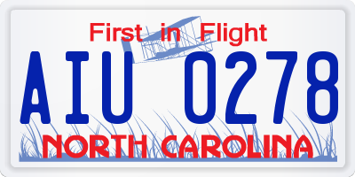 NC license plate AIU0278