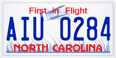 NC license plate AIU0284