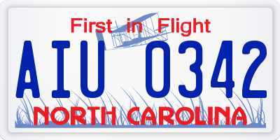 NC license plate AIU0342